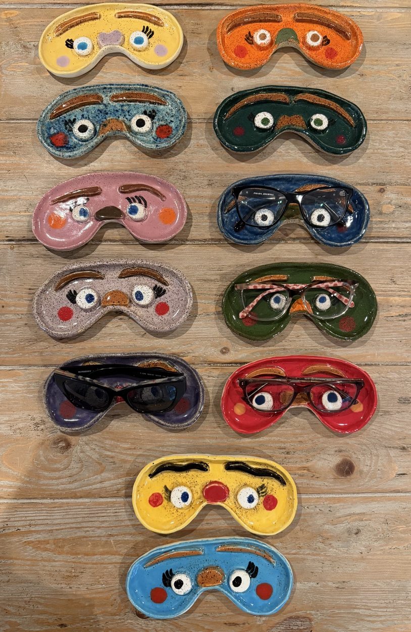 Colorful handmade Eye Face Trays ceramic eyeglass holders