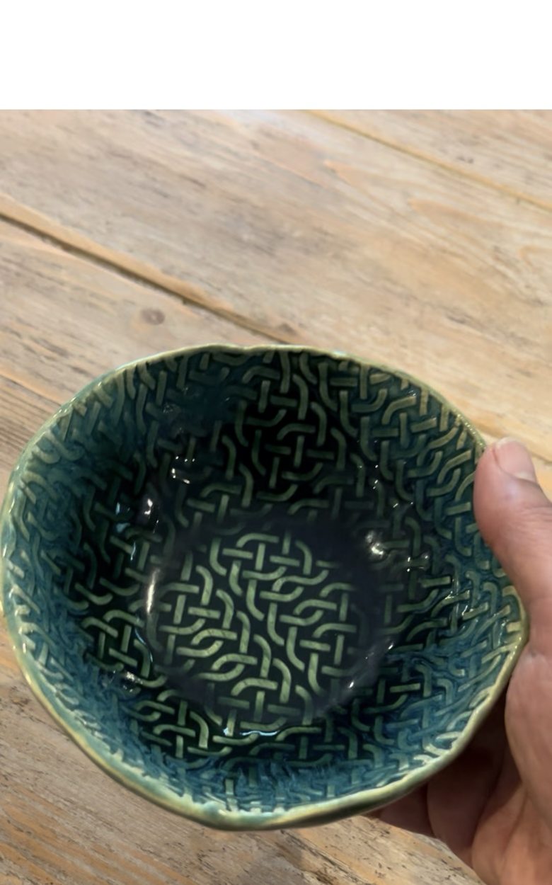 Patterned turquoise bowl